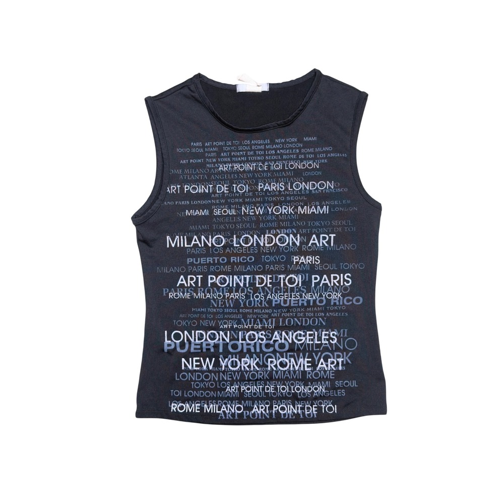 Dillon Women Black Graphic City Print Sleeveless Tank Top